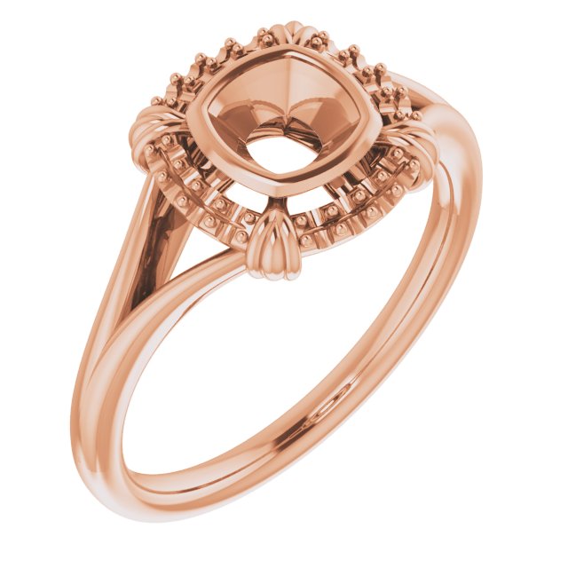 10K Rose 5mm Cushion Ring Mounting