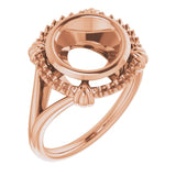 14K Rose 8.8mm Round Ring Mounting