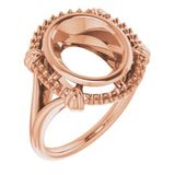 14K Rose 11x9 mm Oval Ring Mounting