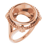 14K Rose 12mm Round Ring Mounting