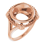 14K Rose 11mm Round Ring Mounting
