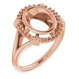 10K Rose 9x7 mm Oval Ring Mounting