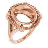 10K Rose 12x10 mm Oval Ring Mounting