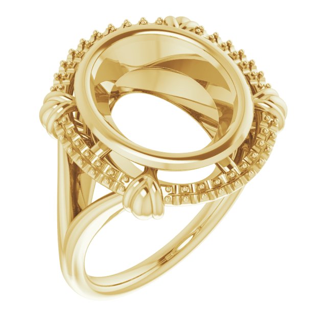 14K Yellow 12x10 mm Oval Ring Mounting