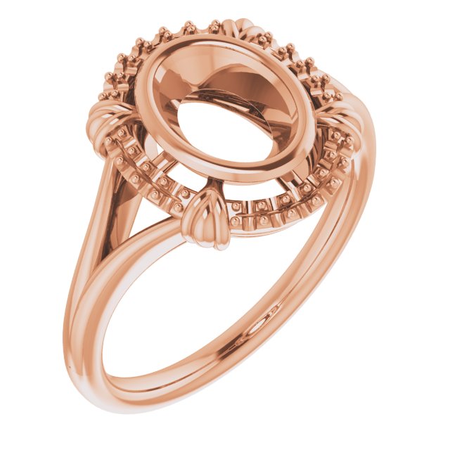 14K Rose 8x6 mm Oval Ring Mounting