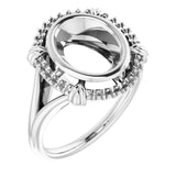 14K White 10x8 mm Oval Ring Mounting