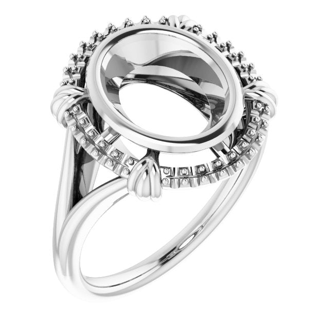14K White 10x8 mm Oval Ring Mounting