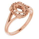 10K Rose 6x4 mm Oval Ring Mounting