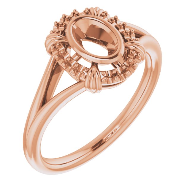 14K Rose 6x4 mm Oval Ring Mounting