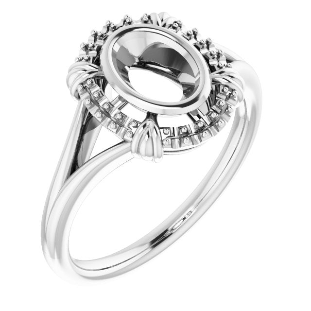 10K White 7x5 mm Oval Ring Mounting
