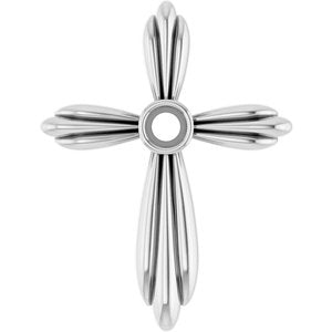 Sterling Silver 2.5 mm Round Bezel Set Cross Pendant Mounting