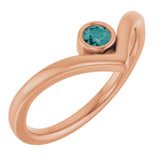 14K Rose Lab-Grown Alexandrite Bezel Set V Ring