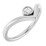 14K White 1/10 CTW Natural Diamond Bezel Set V Ring