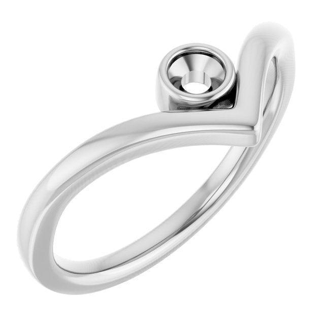 Platinum 3 mm Round Bezel Set V Ring Mounting
