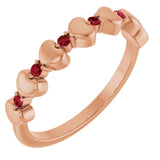 14K Rose Natural Ruby Heart Stackable Ring