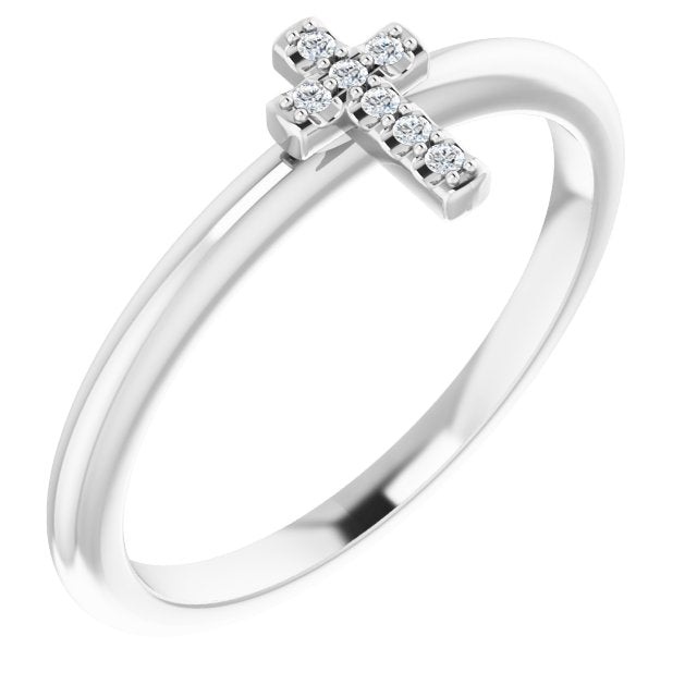 Platinum .03 CTW Natural Diamond Stackable Cross Ring