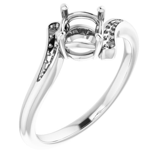14K White 5.8mm Round Ring Mounting