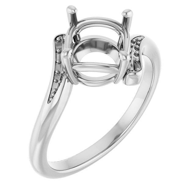 10K White 8mm Round Ring Mounting