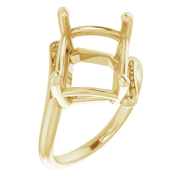 14K Yellow 12x10 mm Emerald Ring Mounting