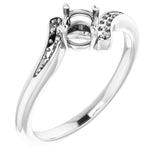 14K White 4.4mm Round Ring Mounting