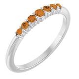14K White Natural Citrine Stackable Ring