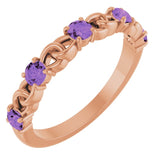 14K Rose Natural Amethyst Stackable Ring