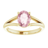 72019 / Solitaire / Ring / Set / 14K Yellow / Natural Pink Morganite / Oval / 8 X 6 Mm / Polished / Natural Pink Morganite Ring