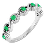 14K White Lab-Grown Emerald Stackable Ring