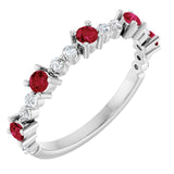 14K White Lab-Grown Ruby & 1/6 CTW Natural Diamond Ring