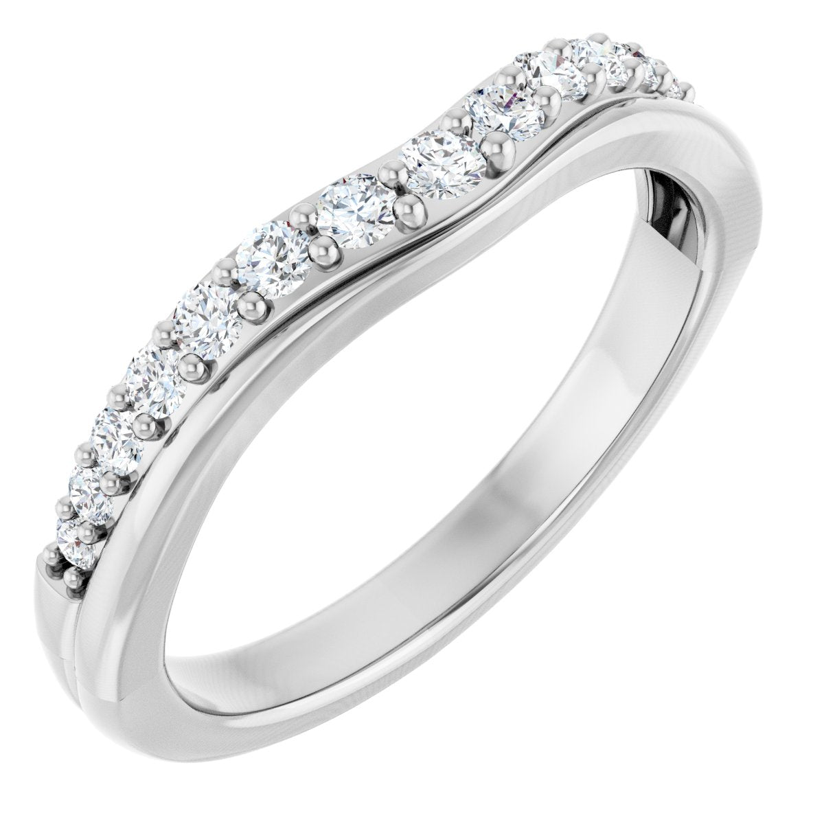 14K White Gold 1/3 CTW Natural Diamond Contour Band