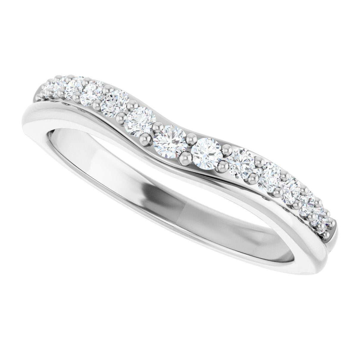 14K White Gold 1/3 CTW Natural Diamond Contour Band