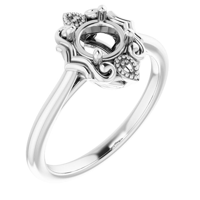 14K White 5.5mm Round Ring Mounting