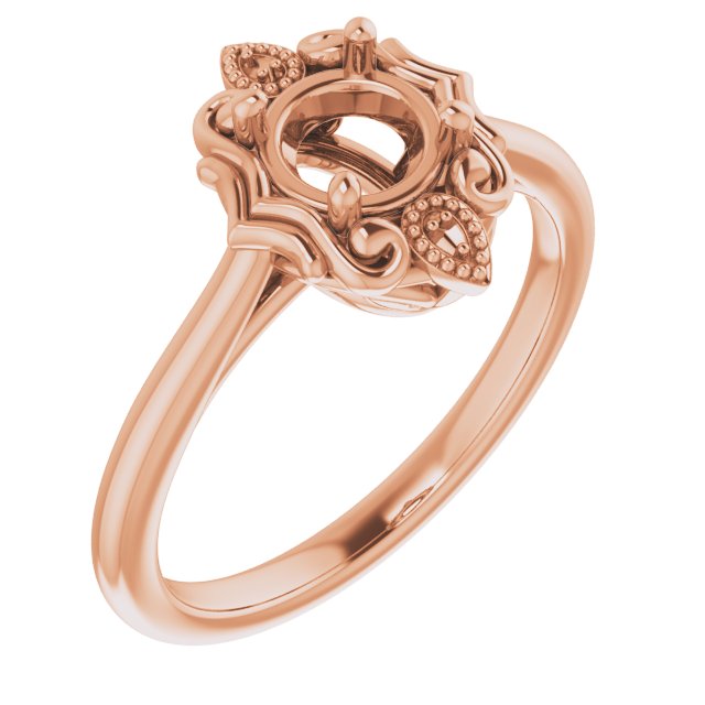 14K Rose 5.5mm Round Ring Mounting