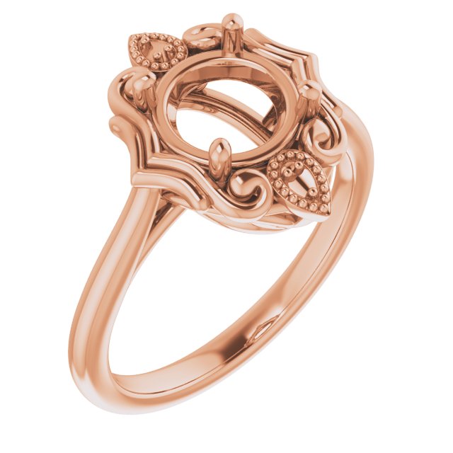10K Rose 7.4mm Round Ring Mounting