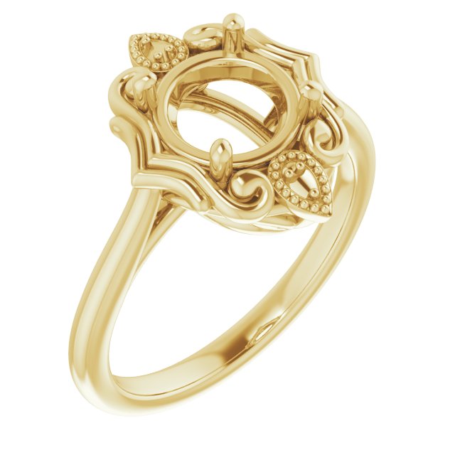 10K Yellow 7.4mm Round Ring Mounting