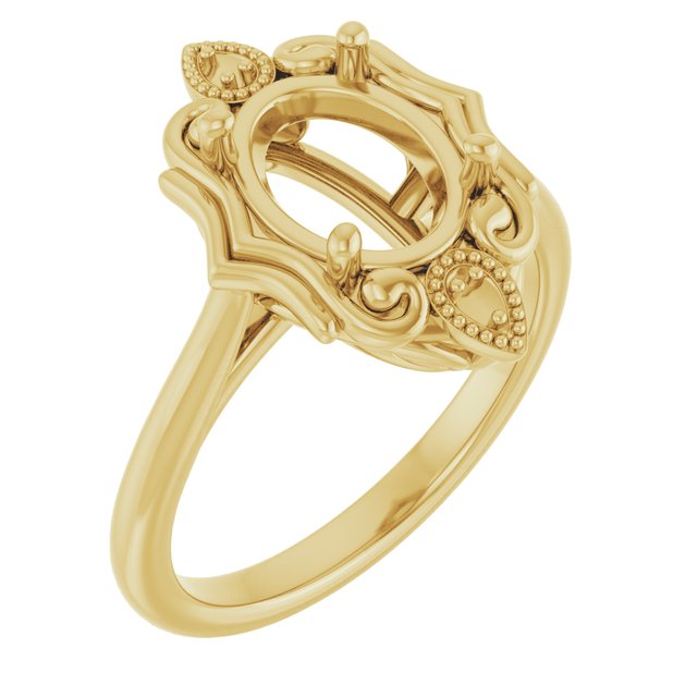 10K Yellow 9x7 mm Oval Ring Mounting