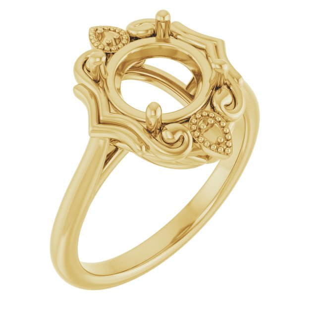 14K Yellow 8mm Round Ring Mounting