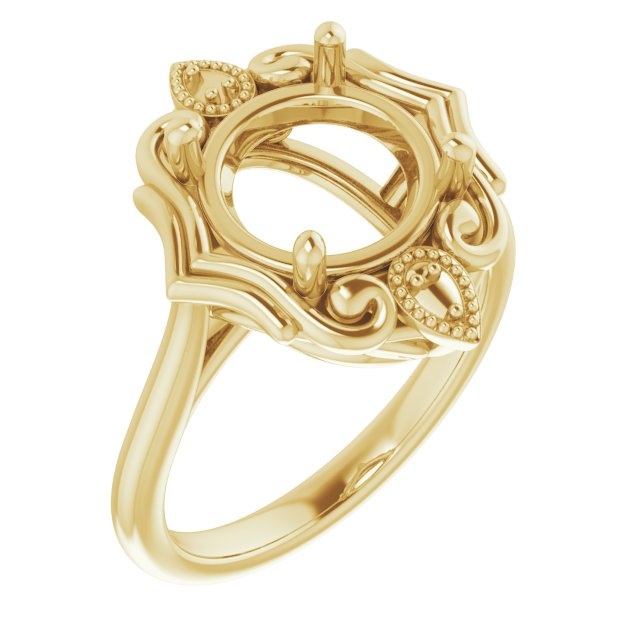 10K Yellow 9.4 mm Round Ring Mounting