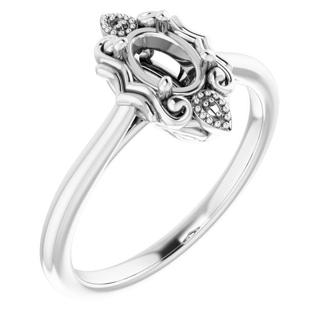 10K White 6x4 mm Oval Ring Mounting