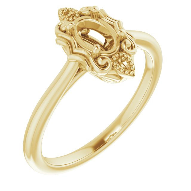 10K Yellow 6x4 mm Oval Ring Mounting