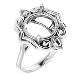 14K White 12mm Round Ring Mounting