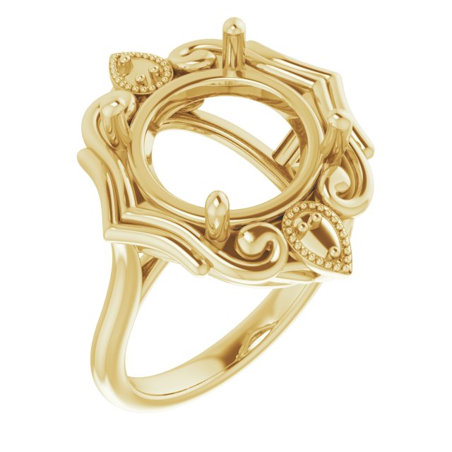 10K Yellow 12mm Round Ring Mounting