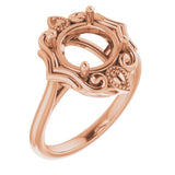 10K Rose 9mm Round Ring Mounting
