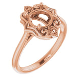 14K Rose 7mm Round Ring Mounting