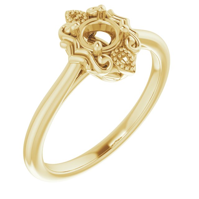 10K Yellow 4.4 mm Round Ring Mounting