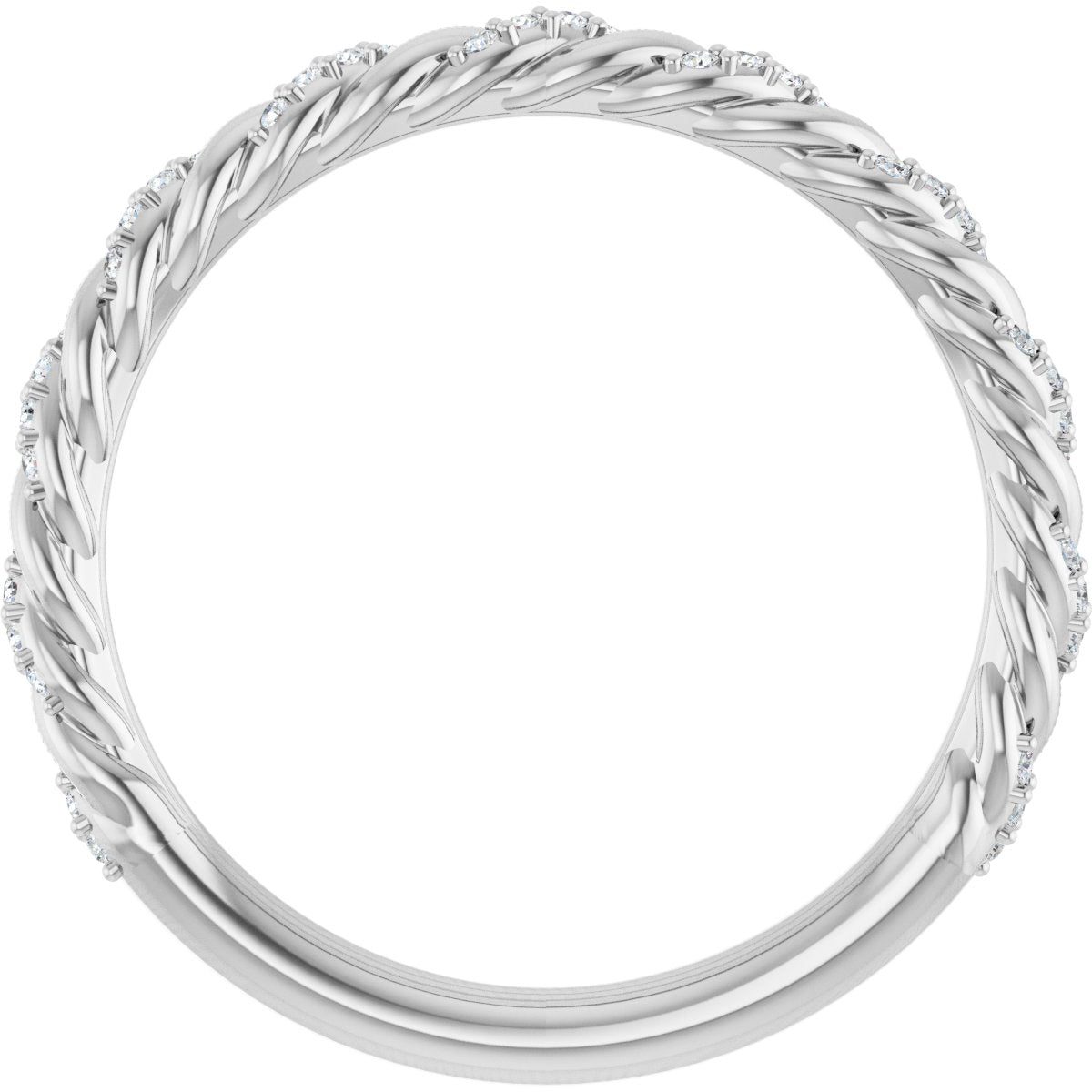 14K White Gold 1/10 CTW Natural Diamond Rope Anniversary Band