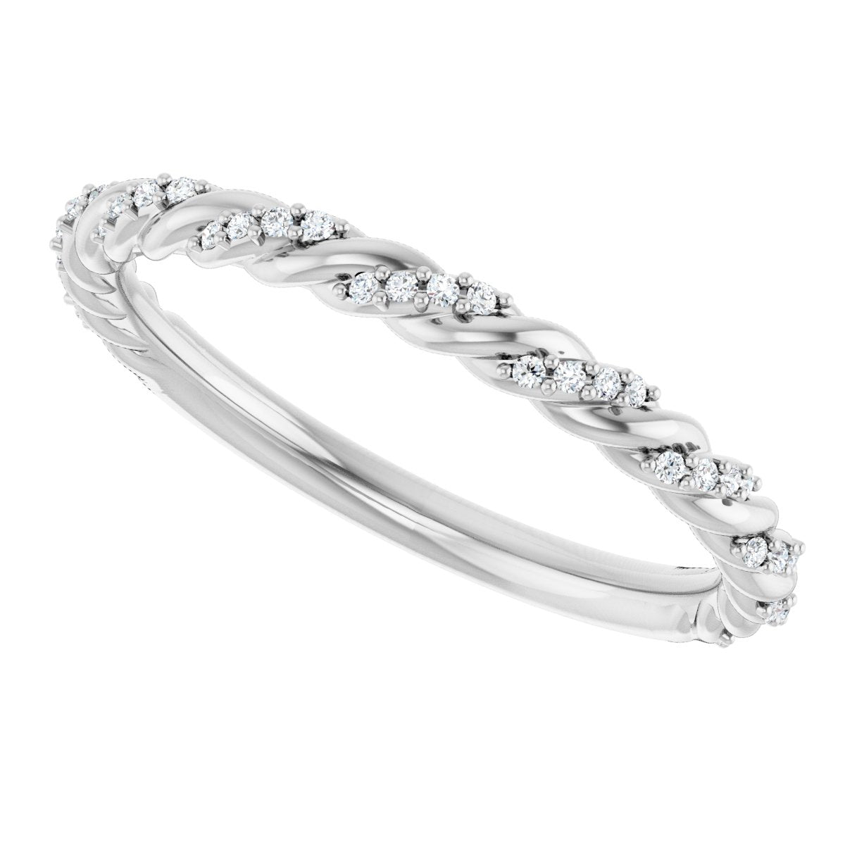 14K White Gold 1/10 CTW Natural Diamond Rope Anniversary Band
