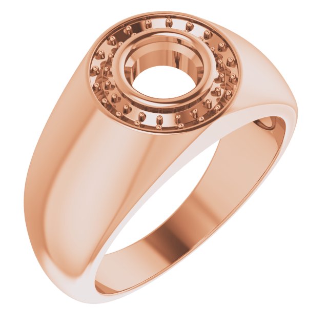 14K Rose 6mm Round Ring Mounting