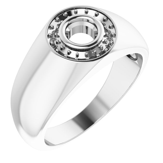 14K White 4.8mm Round Ring Mounting