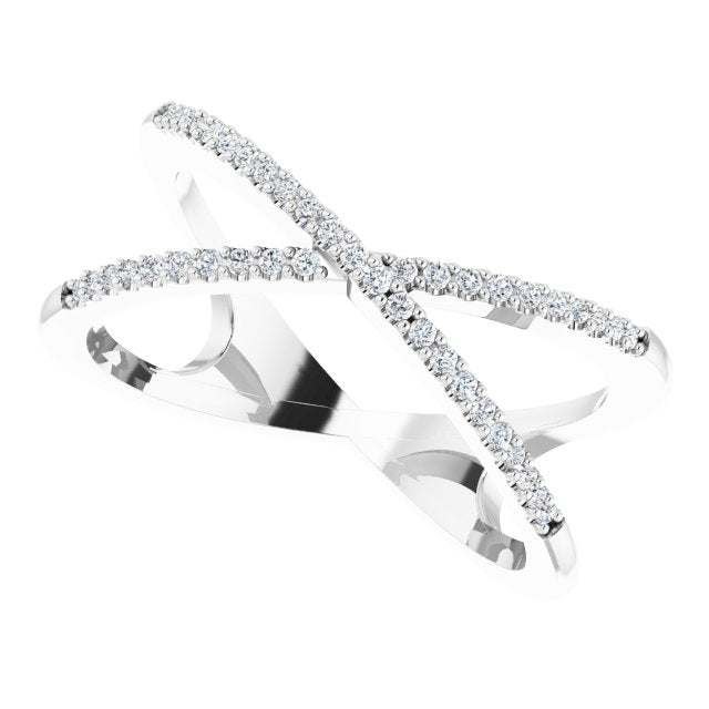 14K White Gold 1/6 CTW Natural Diamond Criss-Cross Ring